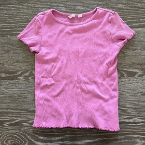 Girls Gap Kids Pink ribbed short sleeve shirt top size Medium